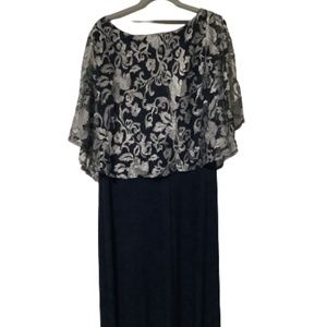 Connected Apparel cape overlay sheath dress. Size 22W. Color: Navy. New with tag
